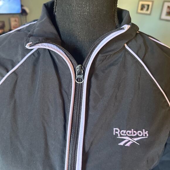 Reebok Black Windbreaker Athletic Jacket - Picture 2 of 8
